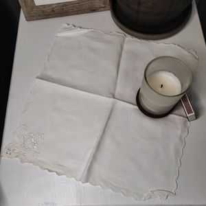 Plain White Vintage Handkerchief with Cut Work